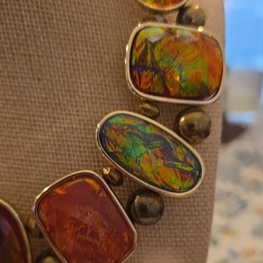 Multicolor Statement Bib Necklace - Bold Iridesce… - image 3